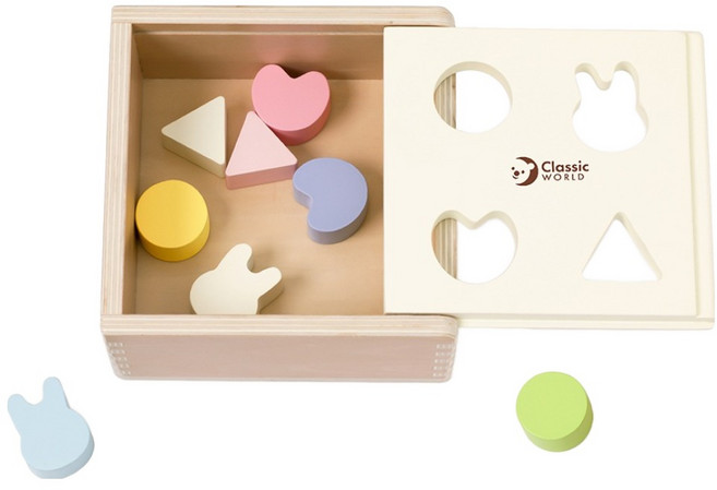 Classic WORLD 客來喜 幼兒形狀配對啟蒙盒 20202, 主體原木色, 1個