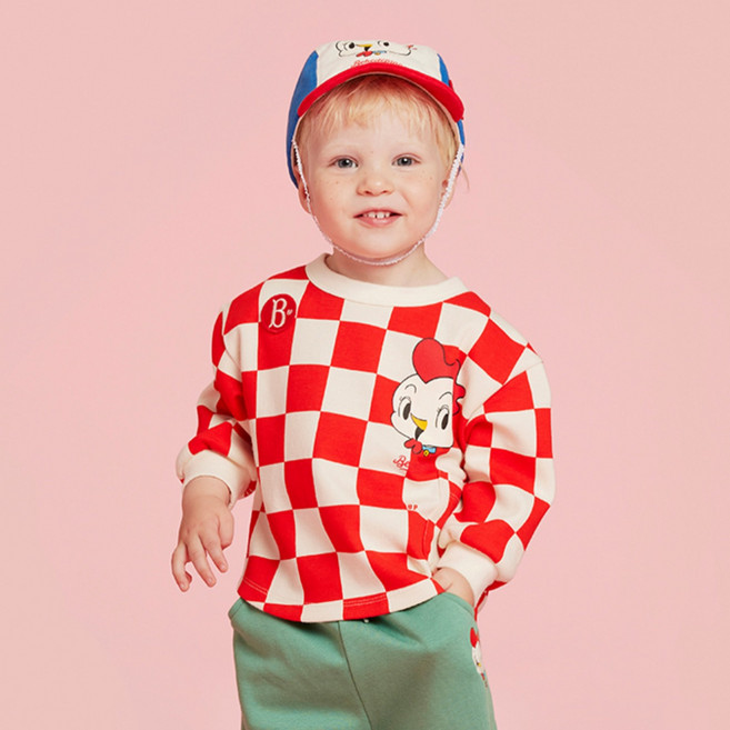 베베드피노 아동용 레꼴 체크 티셔츠 BP33TR136