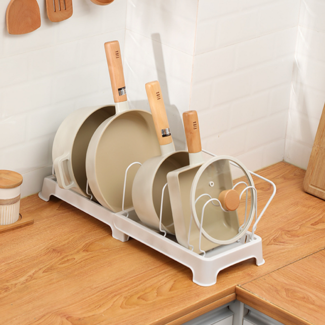 길이조절 냄비 수납 접시꽂이 5칸, 화이트, 1개
