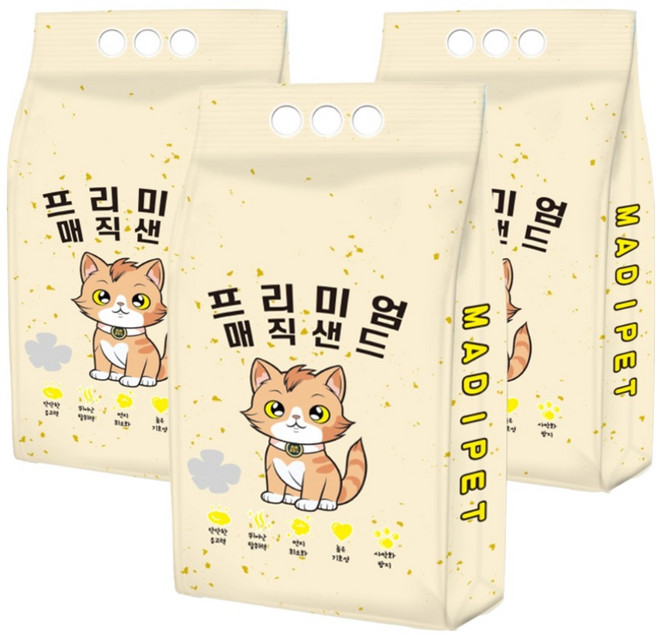 메디펫 고양이 매직 프리미엄 두부모래, 10L, 3개, 무향