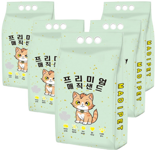메디펫 고양이 매직 프리미엄 두부모래, 10L, 5개, 녹차향