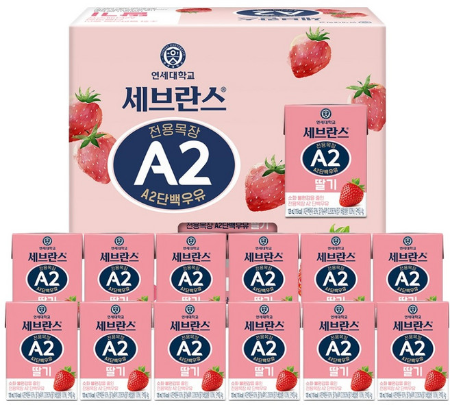 세브란스에이투 전용목장 단백우유 딸기, 125ml, 12개