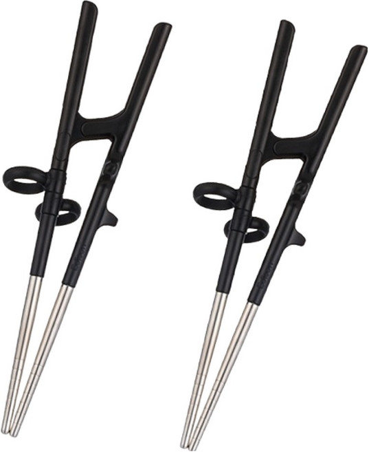 에디슨 성인용 스텐 젓가락, 블랙, 2개