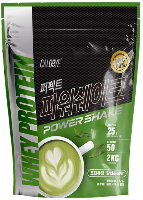 칼로바이 퍼펙트파워쉐이크 포대유청 WPC 말차라떼맛 단백질보충제 프로틴, 2kg, 1개