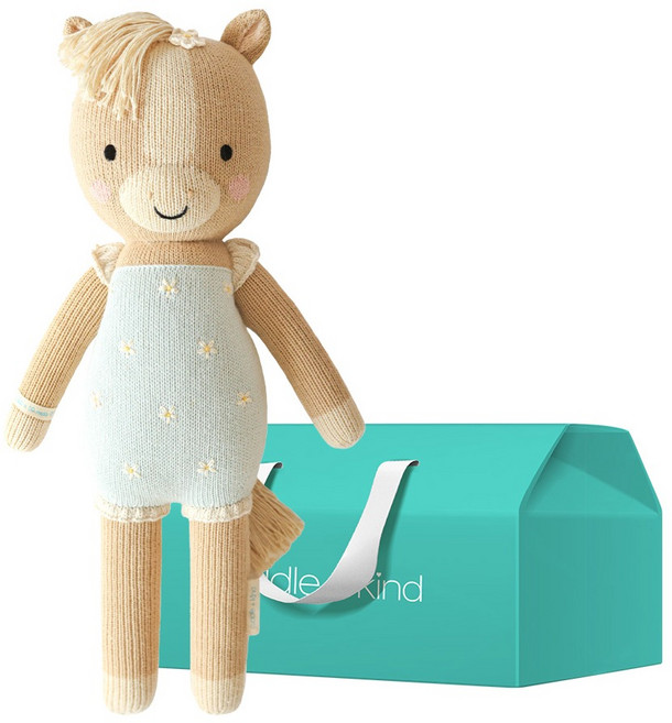 커들앤카인드 아기 출산 임신 선물 핸드메이드 리틀 소피아 포니 애착인형 + 기프트 박스 세트, 블루벨, 1세트