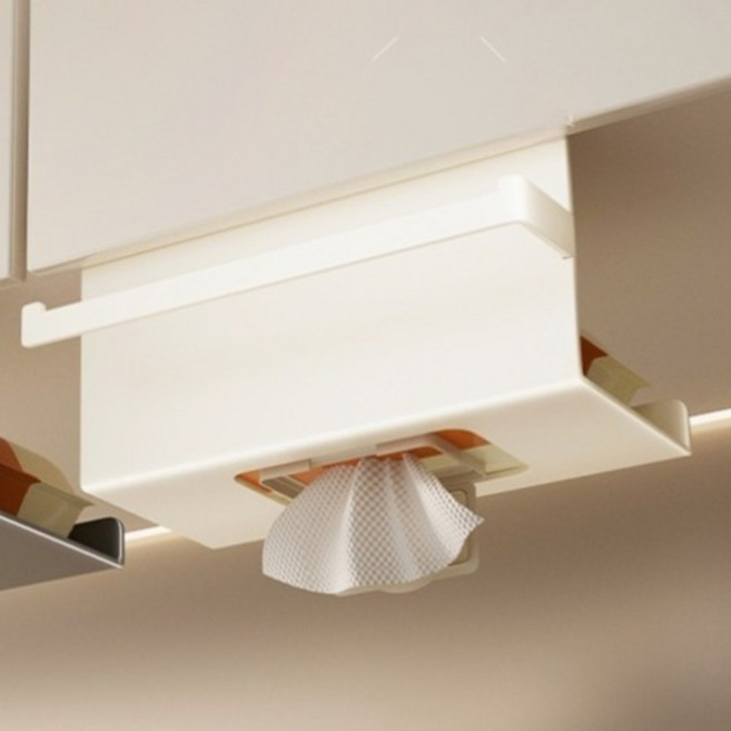 이지리빙 무타공 키친타올걸이 겸용 티슈케이스, 크림화이트, 1개