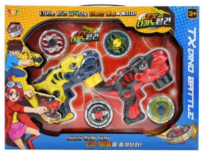 토이앤토이 TX 다이노탑건 배틀팽이 세트, 혼합색상, 1세트