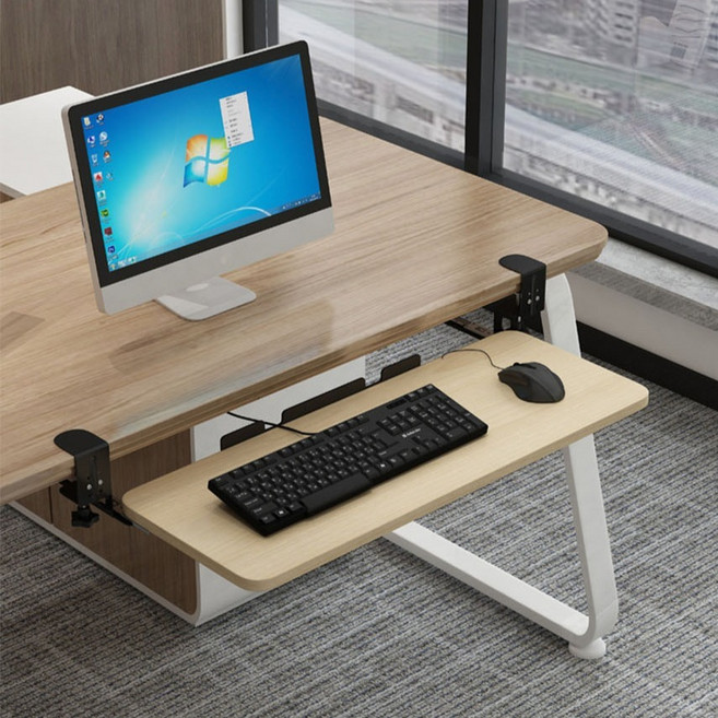책상 팔걸이 확장 키보드 슬라이딩 거치대 65cm, 우드, 1개