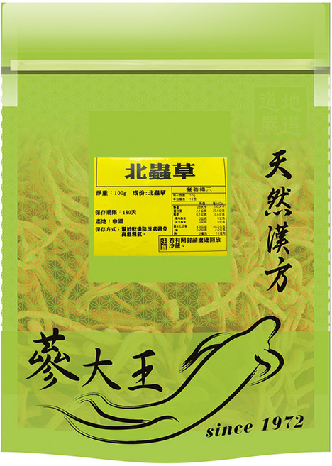蔘大王 黃金蟲草花 北蟲草, 1個, 1個裝, 100g