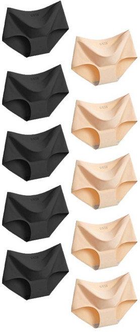 innerism 女性無痕無縫內褲10件組, 膚色 5件 + 黑色 5件