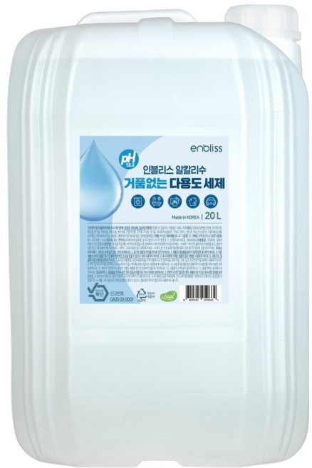 인블리스 알칼리수 거품없는 다용도 세제 pH 13.2, 1개, 20L