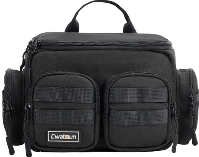 Cwatcun 전문가용 카메라 허리 크로스백, 블랙, 1개