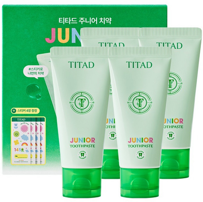 티타드 고불소 주니어 치약, 60g, 4개