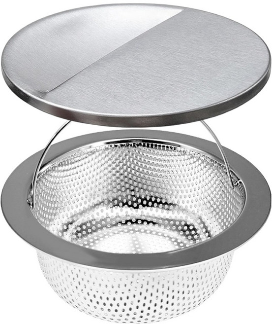 상쾌한집 싱크대 배수구 올스텐 거름망 + 반달 커버 세트, 1세트