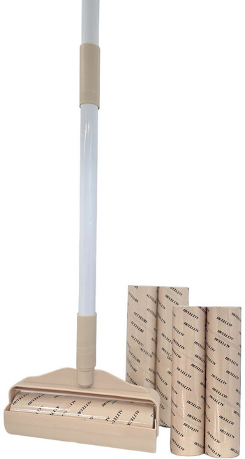 알뜨리 베이직 밀대용 강력 테이프 클리너 + 케이스 + 3단 밀대봉 + 테이프 5p 세트 베이지, 1세트