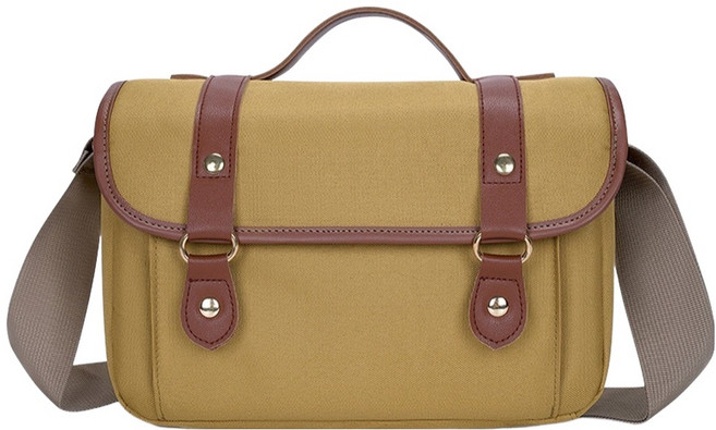 레인보우 가죽 스트랩 DSLR 겸용 소형 카메라가방, 엘로우, 1개