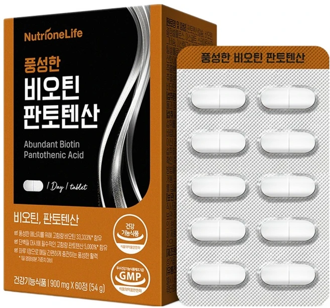 뉴트리원 풍성한 비오틴 판토텐산 54g, 60정, 1개 - 쿠팡