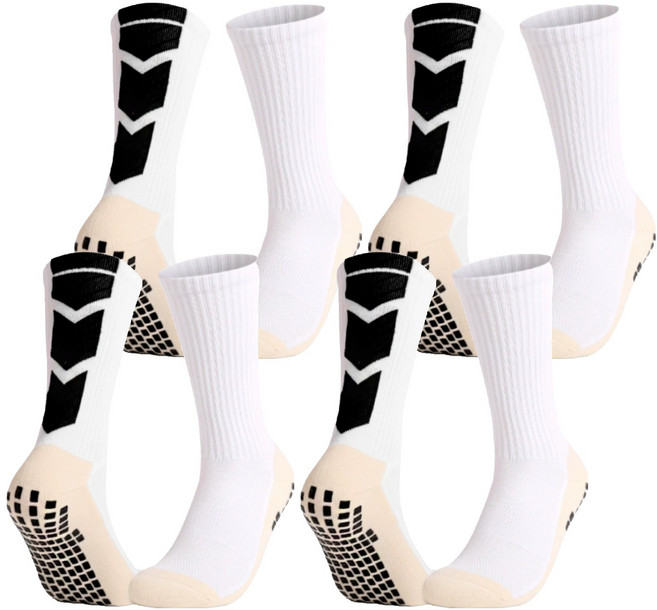 오드림 논슬립 스포츠 축구 양말, 화이트, 4개