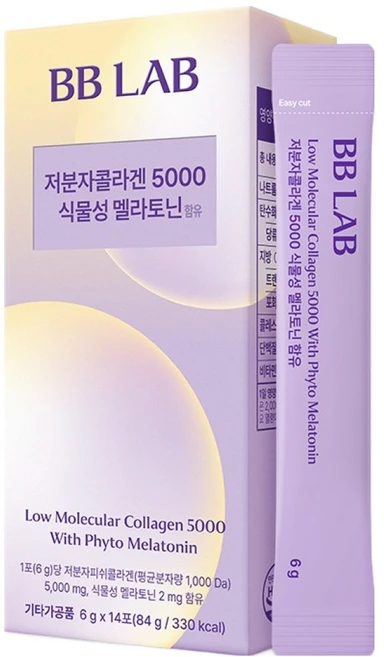 비비랩 뉴트리원 저분자 콜라겐 5000 식물성 멜라토닌 함유 14p, 84g, 1개 - 쿠팡