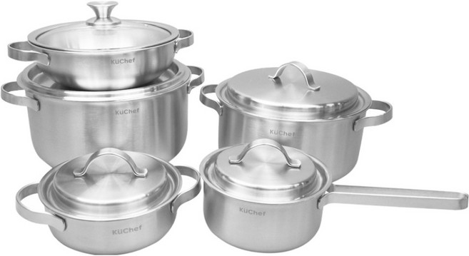 쿠쉐프 인덕션 통5중 스텐 냄비 편수 16cm + 양수 18cm + 웍 24cm + 곰솥 24cm + 곰솥 28cm 베이직 세트, 1세트, 5종