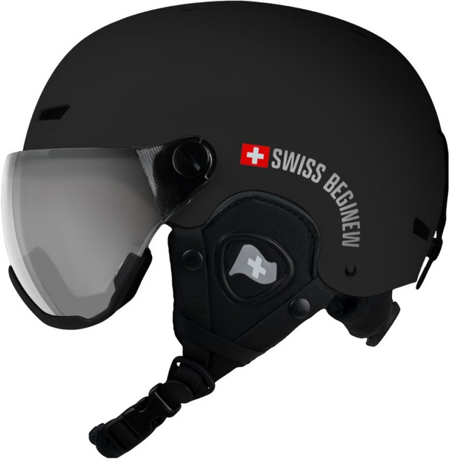 SWISS BEGINEW 滑雪板護目鏡一體式面罩雪鏡, 黑色, 1個