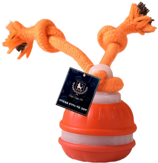 딩동펫 반려동물 로프 터그공 자동 장난감, 오렌지, 1개