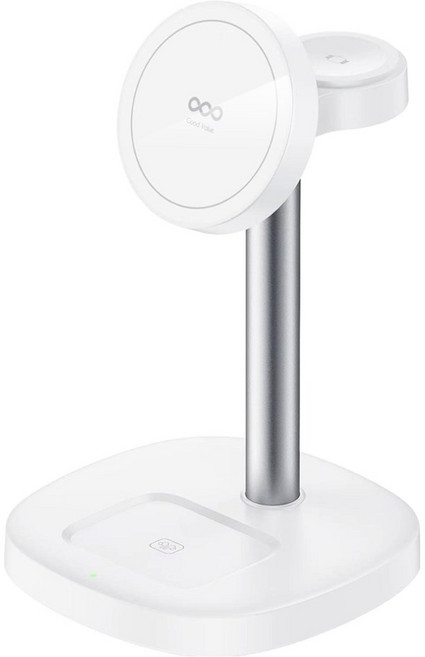 굿밸류 올스탠드 3in1 맥세이프 고속 무선 충전 거치대, 화이트, 1개