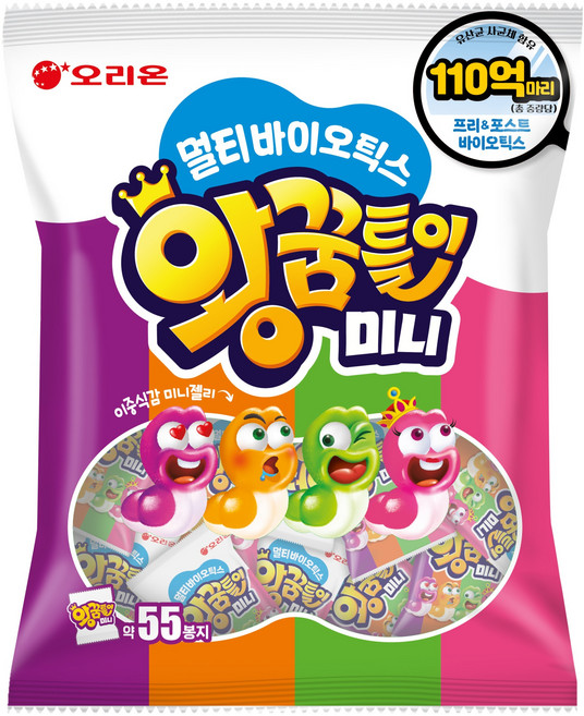 오리온 멀티바이오틱스 왕꿈틀이 미니 55개입, 577.5g, 1개