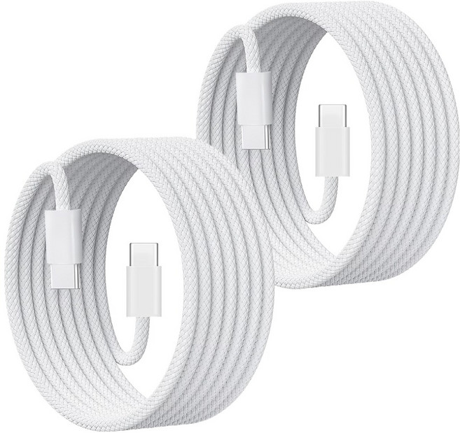 뉴클 C타입-C타입 65w 고속충전 우븐 케이블, 화이트, 2개, 3m