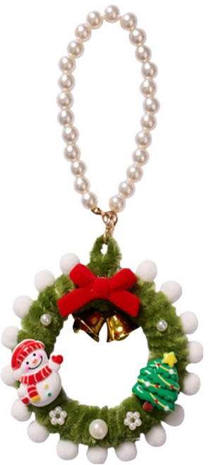 마다꾸미 모루 DIY X-MAS 트리 키링 만들기 세트 8cm, 04 구슬 그린, 1세트