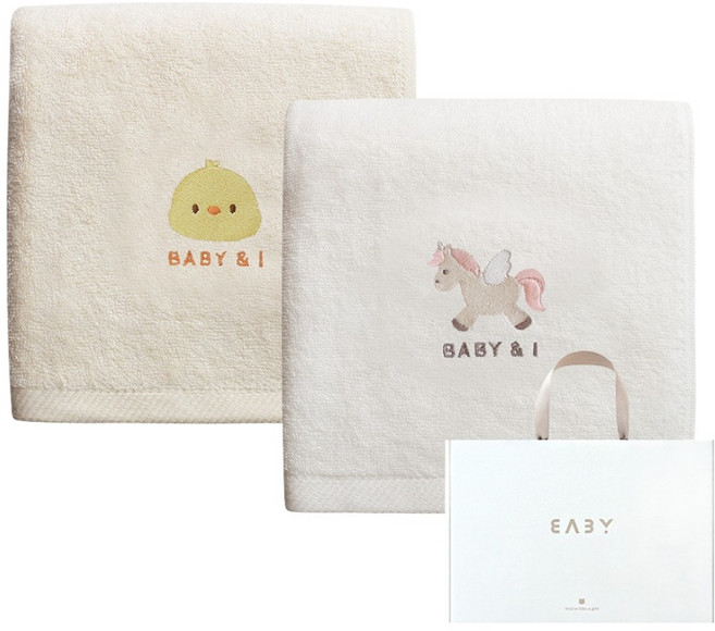 베이비앤아이 소프트 밤부 목욕타올 2종 + 선물상자 세트, 유니콘, 아리, 1세트