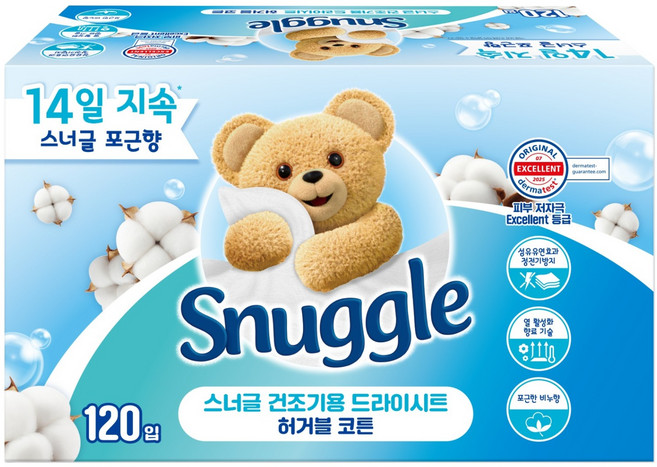 스너글 건조기용 드라이시트 허거블코튼 본품, 120개입, 1개