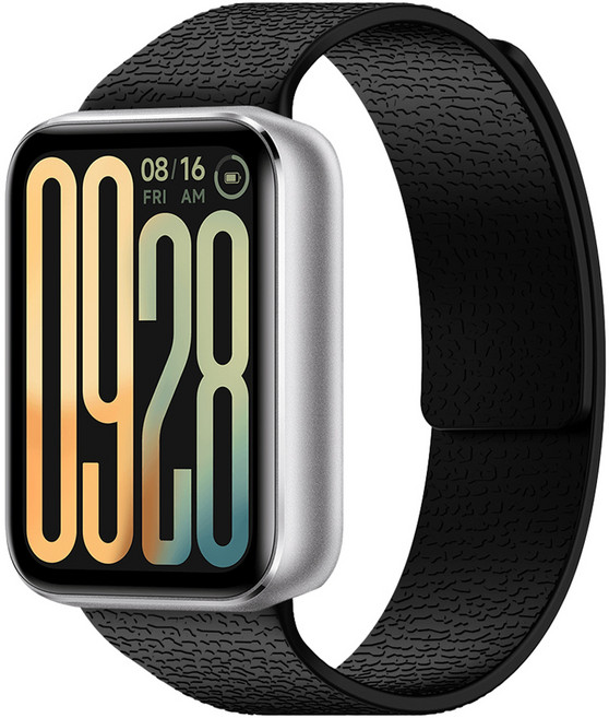 스페이스쉴드 매트 그레인 마그넷 링크 실리콘 스트랩, 블랙, 1개