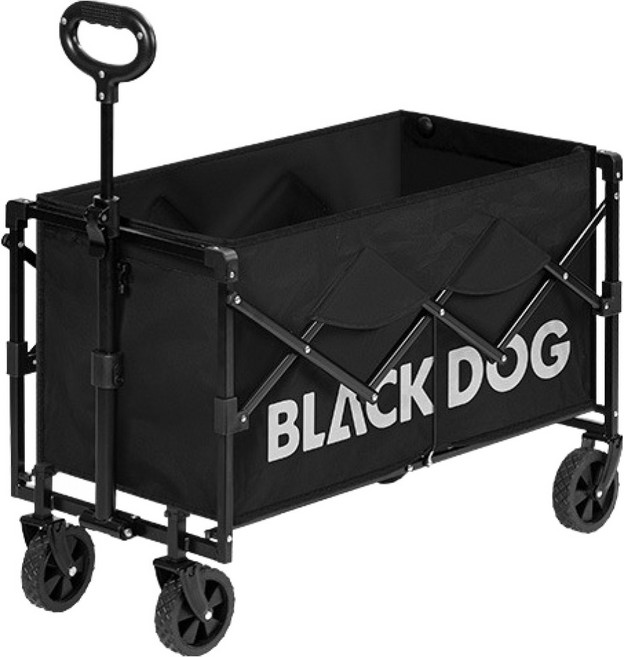 BLACK DOG 黑狗 大標誌360度輪折疊式露營推車 BD228, 黑色, 1個