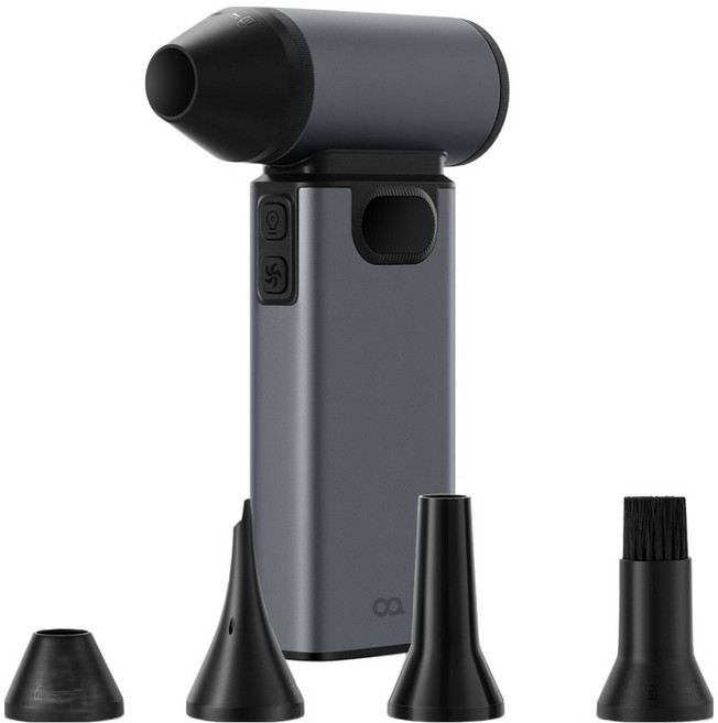 오아 스톰젯 무선 미니 초강력 터보 컴퓨터 청소 캠핑용 가정용 에어건 메탈그레이 OCVC-008MG, 1개