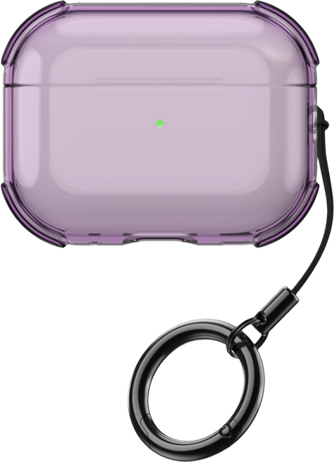 마이반 분실방지 투명 TPU 케이스, 클리어 퍼플, 1개, 에어팟 프로 3