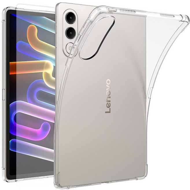 칸탐 레노버 호환 케이스 + 강화유리 액정보호필름 세트, 투명, 1세트