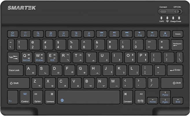 스마텍 초슬림 충전식 미니 저소음 C타입 블루투스 무선 펜타그래프 키보드, 무접점, Black, STBK-4000