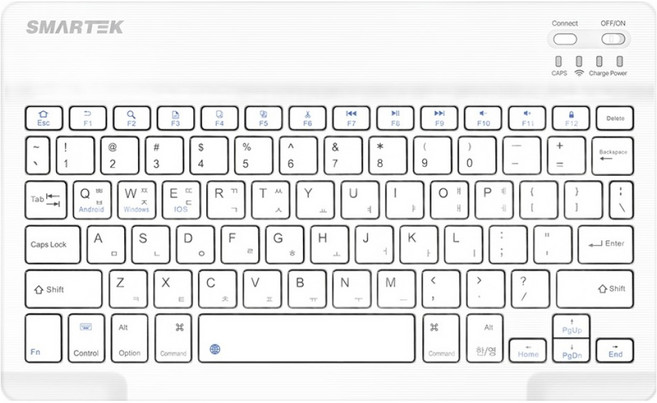 스마텍 충전식 슬림 미니 저소음 C타입 블루투스 무선 텐키리스 키보드, 무접점, White, STBK-4000