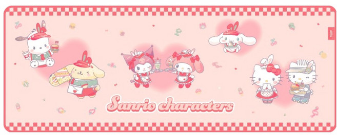 ROYCHE 三麗鷗角色防滑桌上型滑鼠鍵盤長墊 SAN-RMP-D-GRP, 混合色, 1個