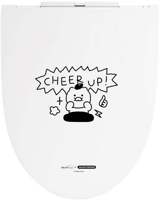 대림바스 카카오프렌즈 초슬림 무소음 변기커버 CHEER UP, 화이트, 1개