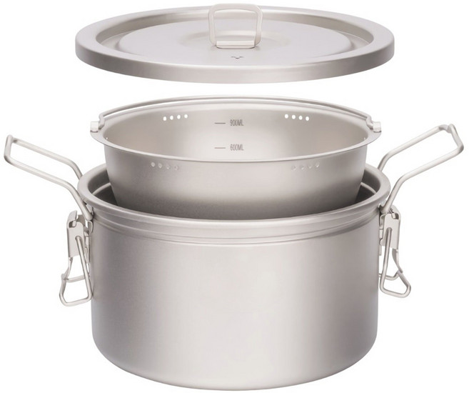 TEMPEST 純鈦微壓鍋 小號鍋2000ML+內膽900ML, 鈦原色, 1套, 18.5cm