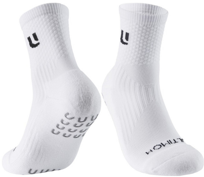 울티모 스포츠 논슬립 미드컷 러닝양말, 화이트, 1개