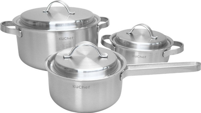 쿠쉐프 통 5중 인덕션 스텐 냄비 세트 3개, 1세트, 편수16cm + 양수18cm + 곰솥24cm