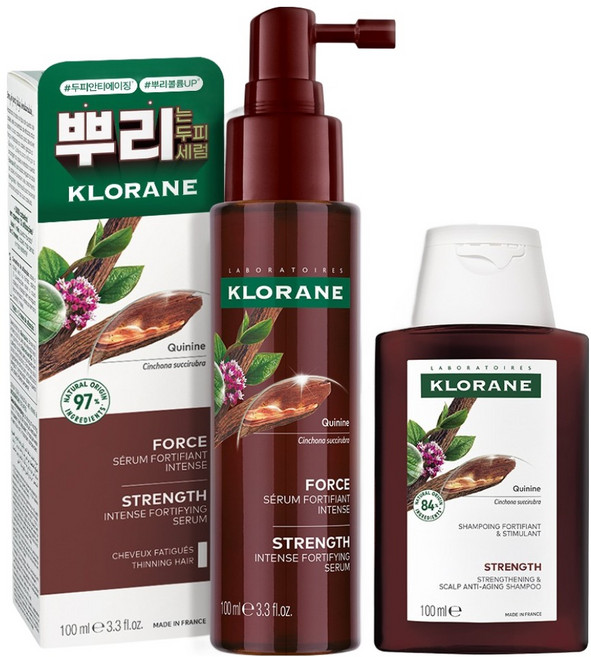KLORANE 蔻蘿蘭 奎寧抗老頭皮精華 100ml + 洗髮精 100ml 套組, 1套