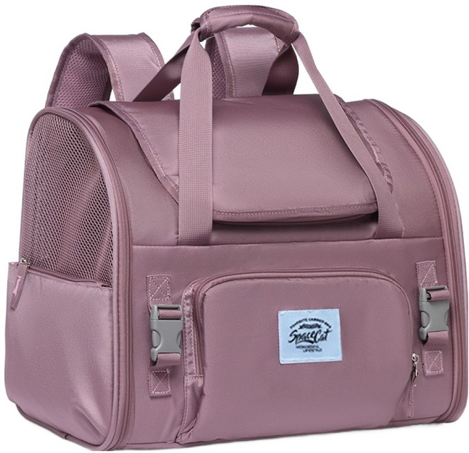 스페이스캣 반려동물 3면통풍 가로백팩형 이동가방, 퍼플, 1개