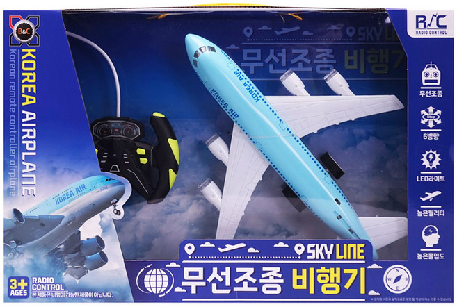 비앤씨 KOREA AIR PLANE 무선조종 LED 비행기 RC카, 1개, 혼합색상