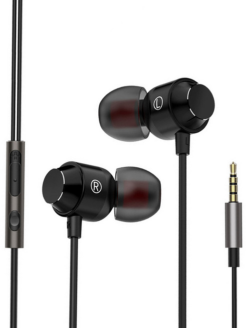 DTAudio K9 重低音 磁吸線控耳機, 黑色, K9-A01