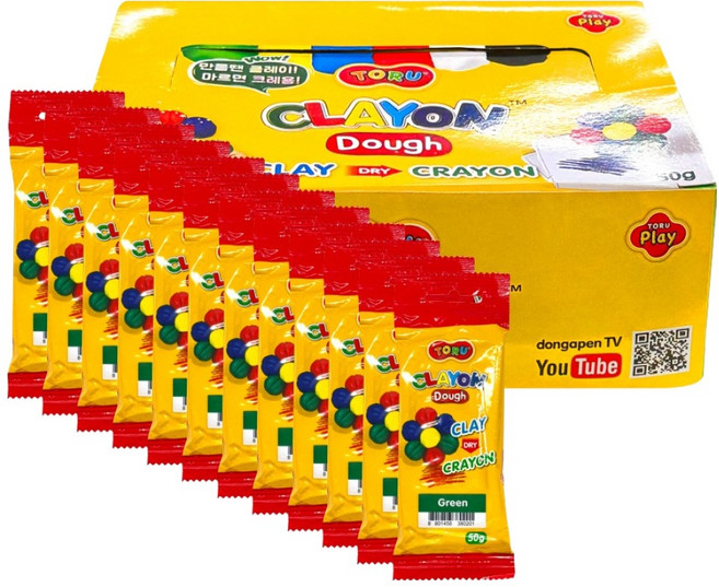 TORU Clay On Dough 黏土, 綠色, 50g, 12個
