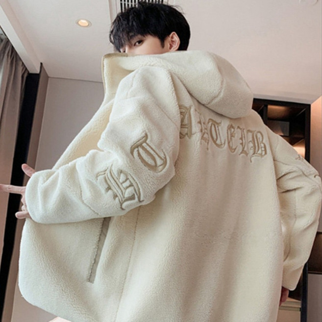 JTL 男款潮流領袖字母連帽刷毛拉鍊外套